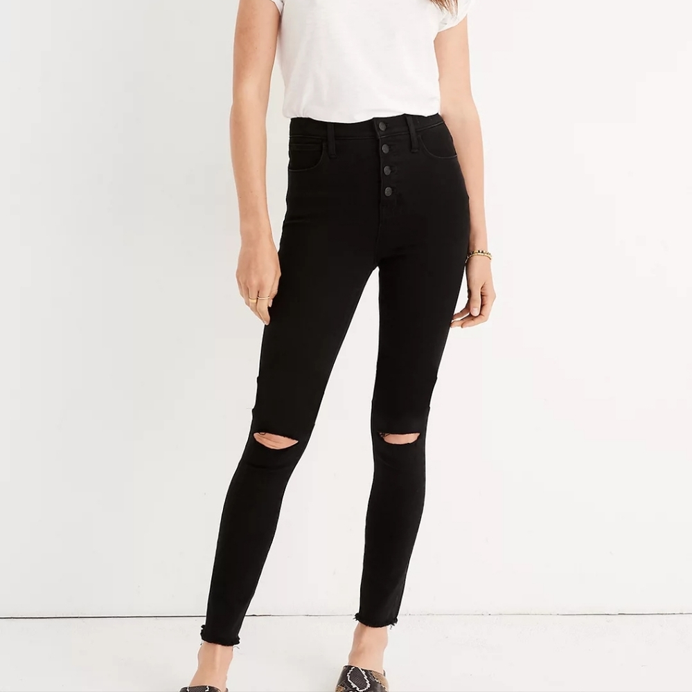 10" High-Rise Roadtripper Jeggings: Button-Front Edition 28 Petite